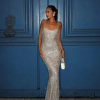 Rhinestone Chic Backless Party Dress