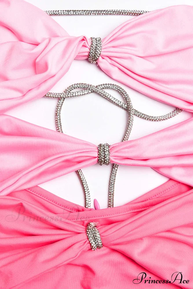 Rhinestone Cut Out Midi Dress with Corset