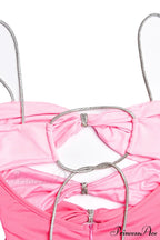 Rhinestone Cut Out Midi Dress with Corset