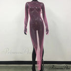 Rhinestone Fishnet Long Sleeve Party Dress