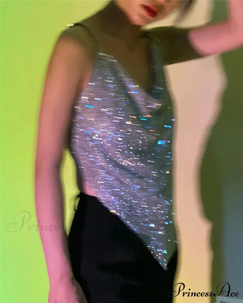 Rhinestone Grid Fishnet Party Dress