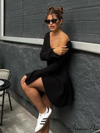 Ribbed Knit A-Line Jersey Mini Dress