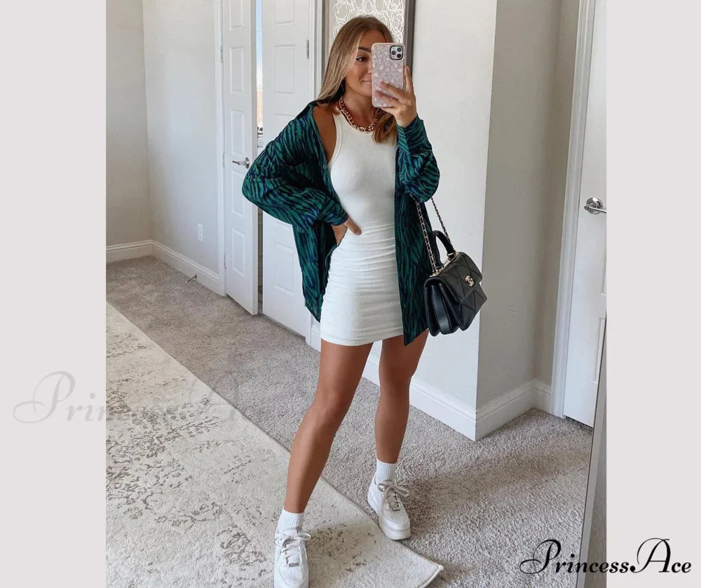 Ribbed Knit Crew Charming Neck Bodycon Mini Dress