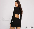 Ribbed Knit Stylish O-Ring Mini Dress