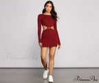 Ribbed Knit Stylish O-Ring Mini Dress