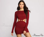 Ribbed Knit Stylish O-Ring Mini Dress