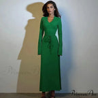 Ribbed Knitted Tie-detailed Fashionable Club-ready Birthday Autumnal Maxi Dress