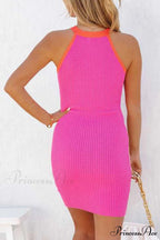 Ribbed Sleeveless Dress with Contrast Detail