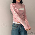 Ribbed Stripe Stylish Zipper Pullover Jacket