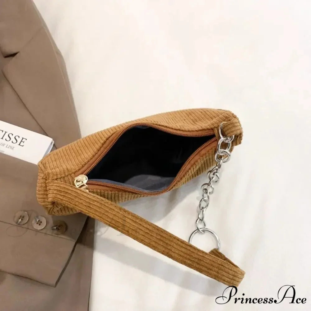 Ribbed Zipper Armpit Shoulder Purse