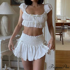 Ribbon Trim Frilled Tiered Skirt