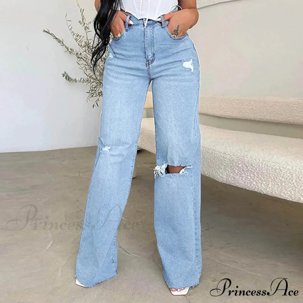Ripped High-Waisted Stretchy Jeans