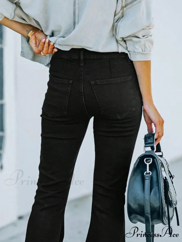 Ripped Raw Hem Flare Leg Jeans