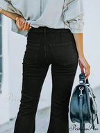 Ripped Raw Hem Flare Leg Jeans