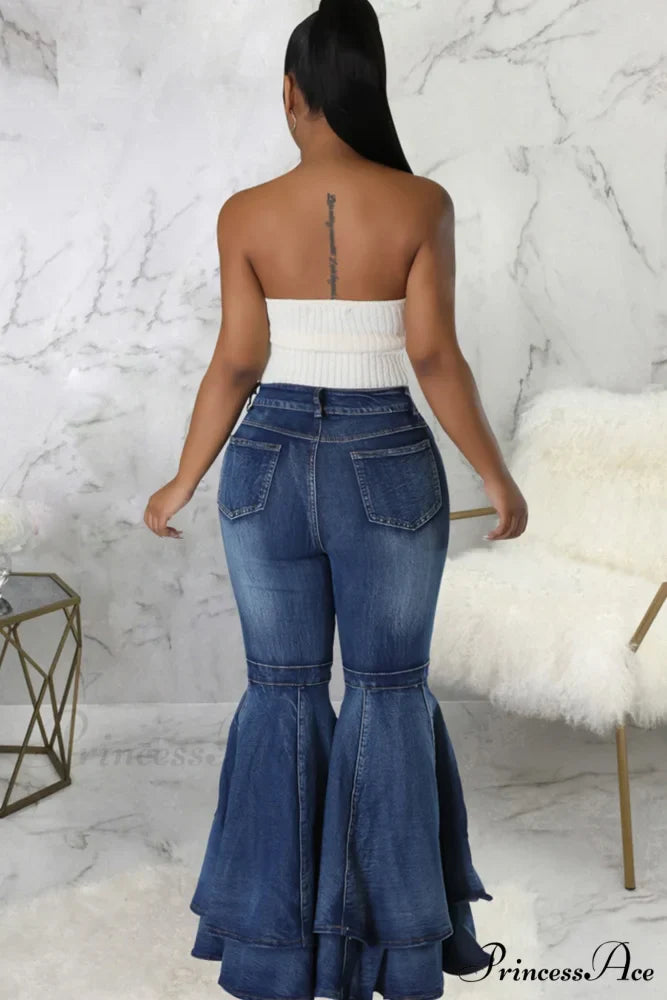 Rise Flares Tiered High Jeans