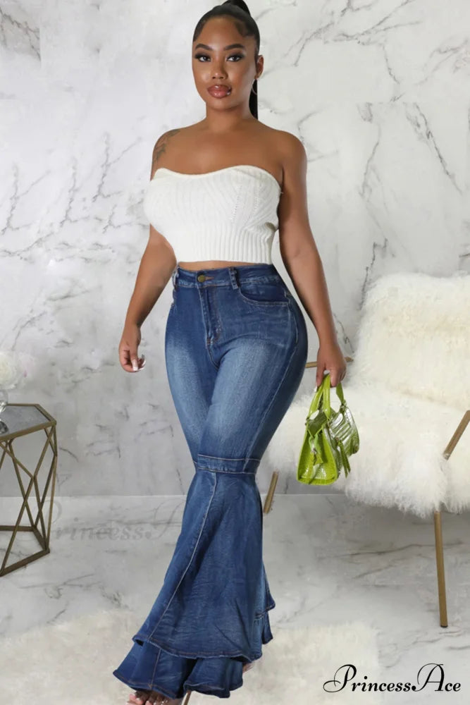 Rise Flares Tiered High Jeans
