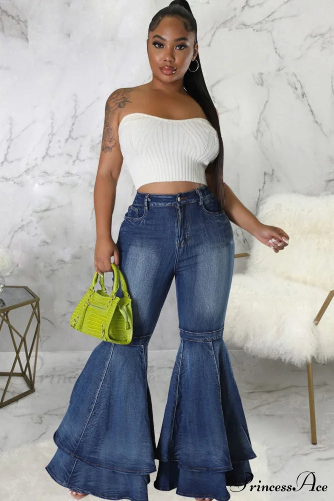 Rise Flares Tiered High Jeans