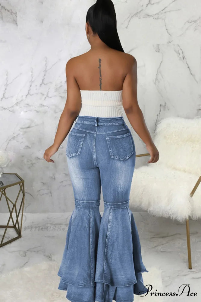 Rise Flares Tiered High Jeans