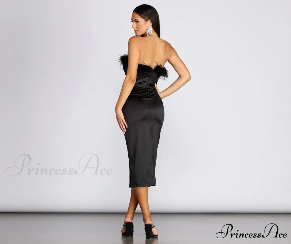 Robin Formal Stylish Satin Midi Dress