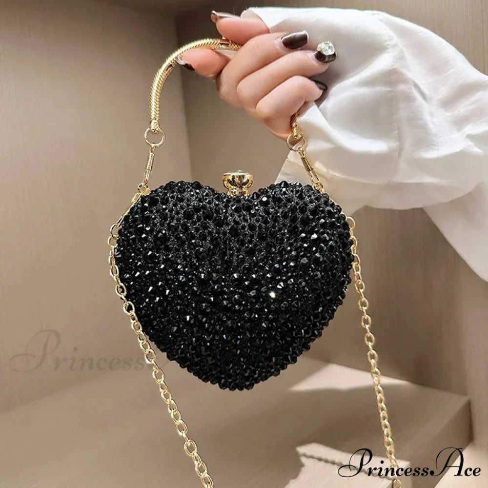 Romantic Shape Crystal Rhinestone Evening Clutch Purse
