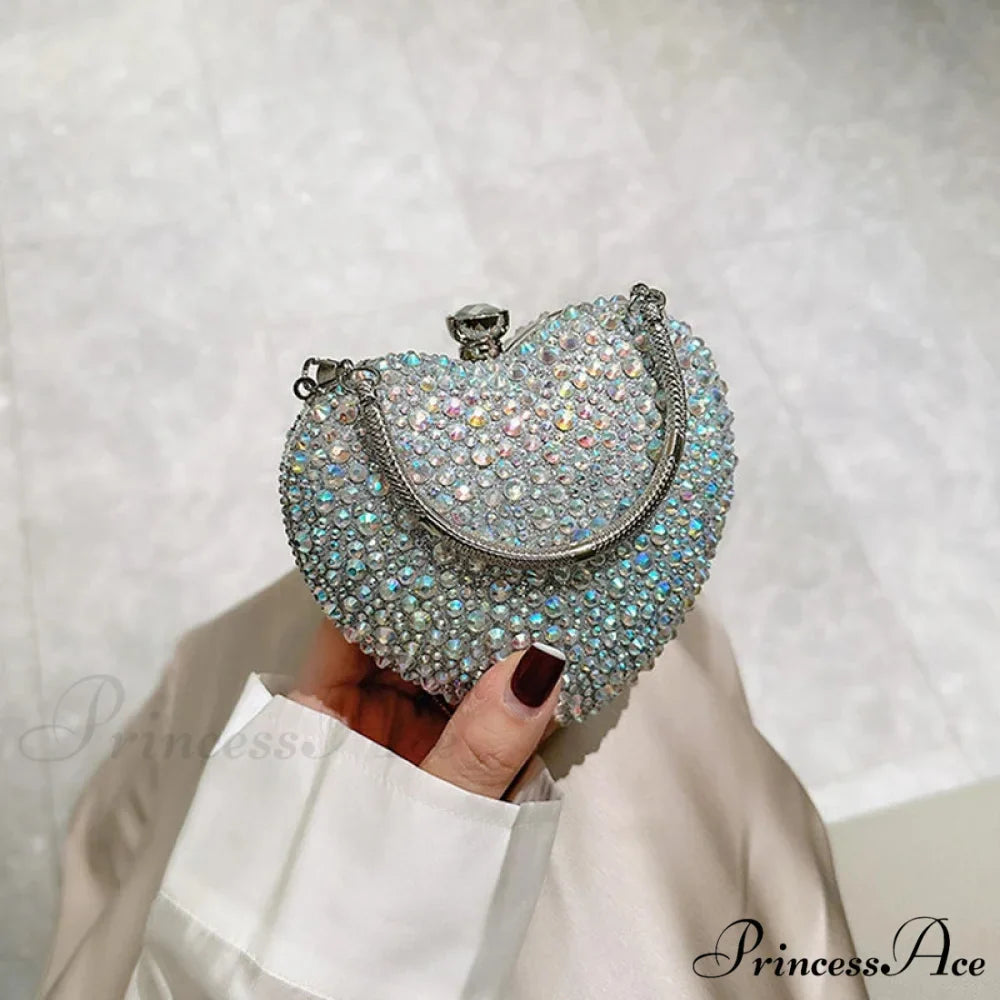 Romantic Shape Crystal Rhinestone Evening Clutch Purse