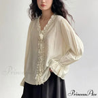 Rose Cotton Rayon Informal Extended Sleeve V-Neck Bohemian Top