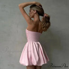 Rose Ruffled Single-Shoulder Short Dress