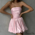 Rose Ruffled Single-Shoulder Short Dress