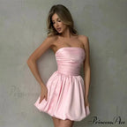 Rose Ruffled Single-Shoulder Short Dress