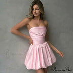 Rose Ruffled Single-Shoulder Short Dress