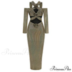 Rosered Long Sleeve Sequins Party Dress