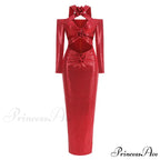 Rosered Long Sleeve Sequins Party Dress