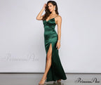 Rosie High-Slit Stylish Satin Mermaid Dress