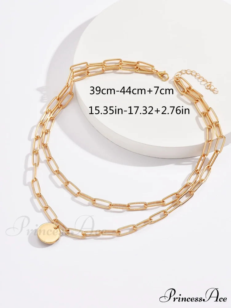 Round Charm Layered Necklace