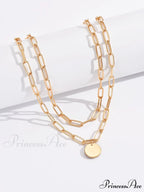 Round Charm Layered Necklace