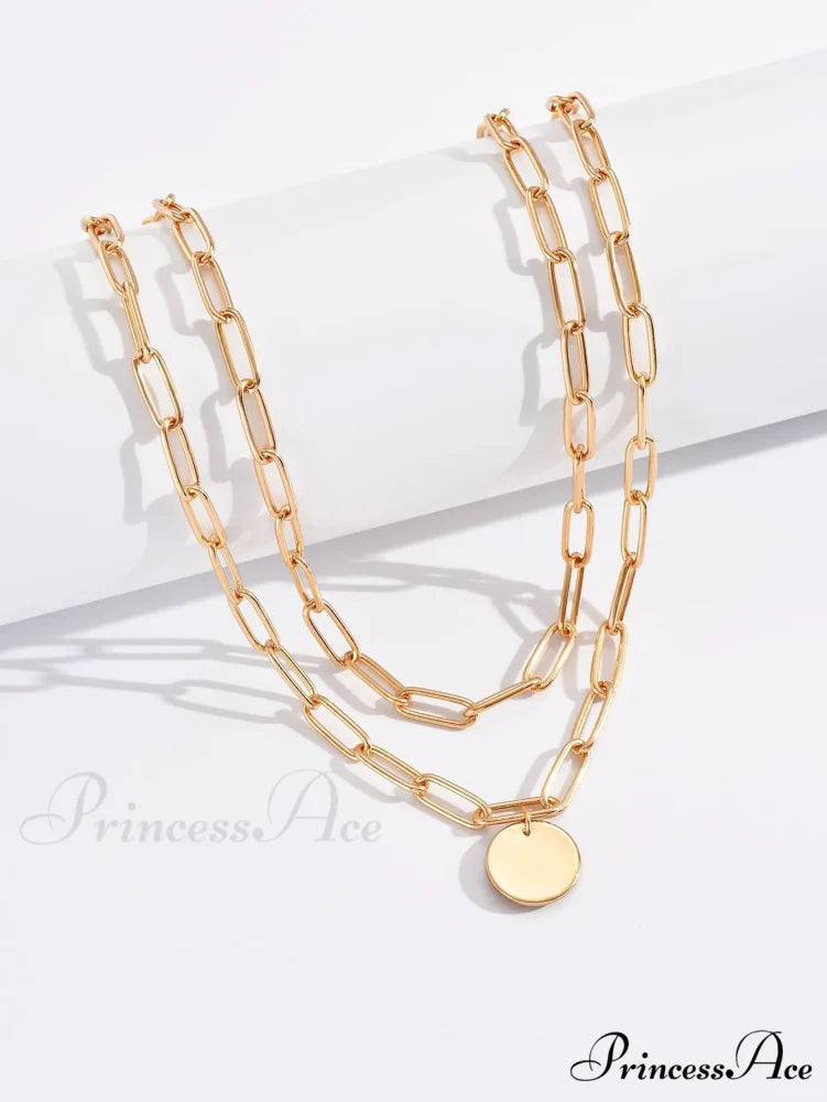 Round Charm Layered Necklace