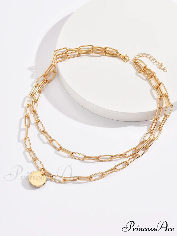 Round Charm Layered Necklace