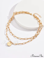 Round Charm Layered Necklace