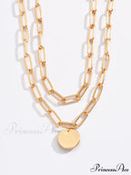 Round Charm Layered Necklace