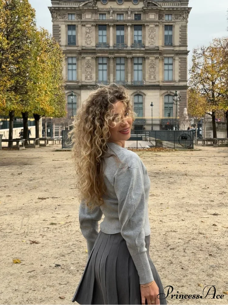 Round-neck Baggy Button-up Cardigan