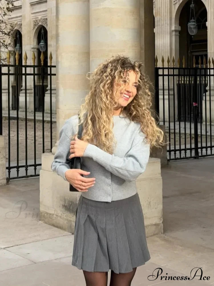 Round-neck Baggy Button-up Cardigan