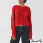 Round-neck Cropped Button Knitted Cardigan