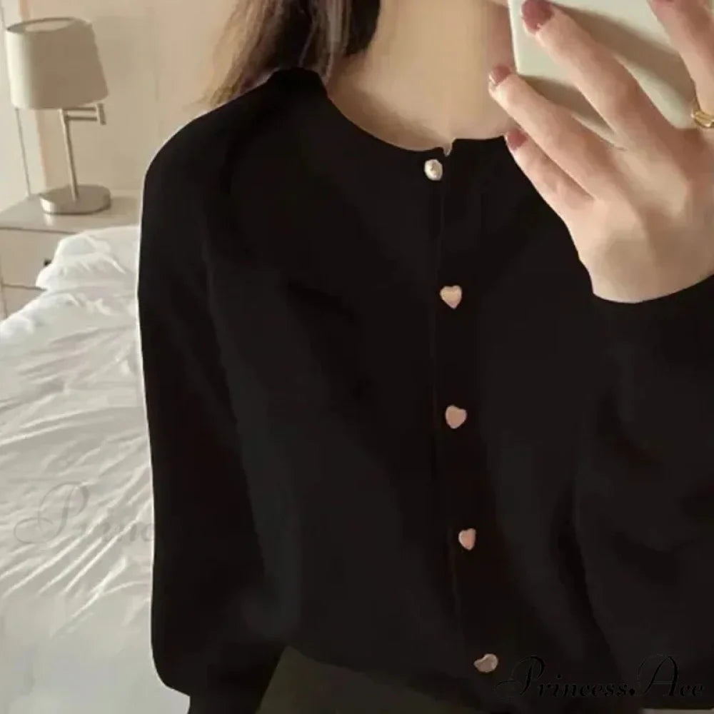 Round-neck Extended Sleeve Informal Cardigan