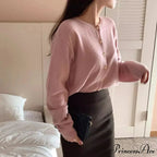 Round-neck Extended Sleeve Informal Cardigan