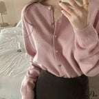 Round-neck Extended Sleeve Informal Cardigan