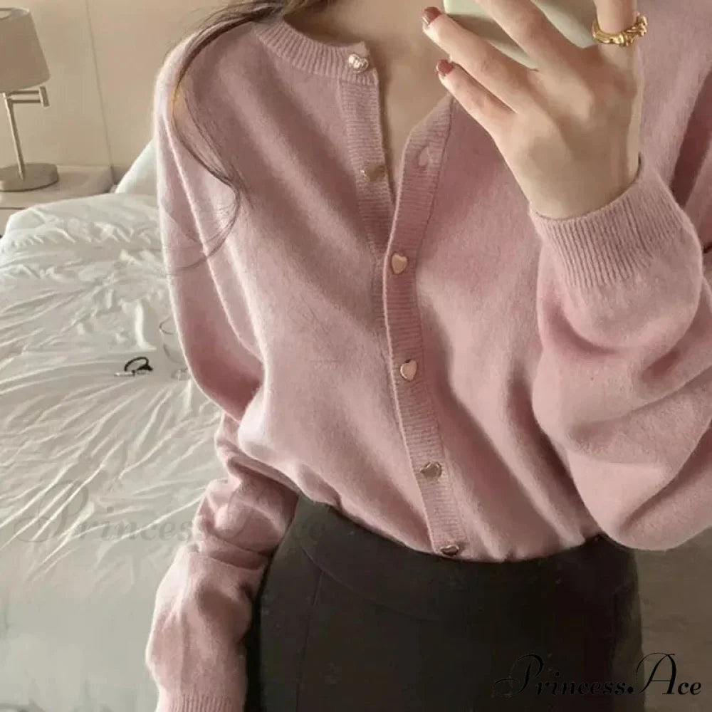 Round-neck Extended Sleeve Informal Cardigan