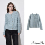 Round Neck Jacquard Embroidered Cardigan