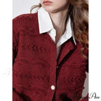 Round Neck Jacquard Embroidered Cardigan