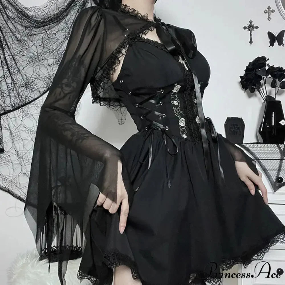 Round Neck Serrated Edge Thin Gothic Lolita Pleated Edge Cardigan