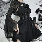 Round Neck Serrated Edge Thin Gothic Lolita Pleated Edge Cardigan